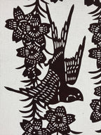 Antique Japanese Katagami Kimono Paper Stencil Cherry Blossoms Birds 4Y508