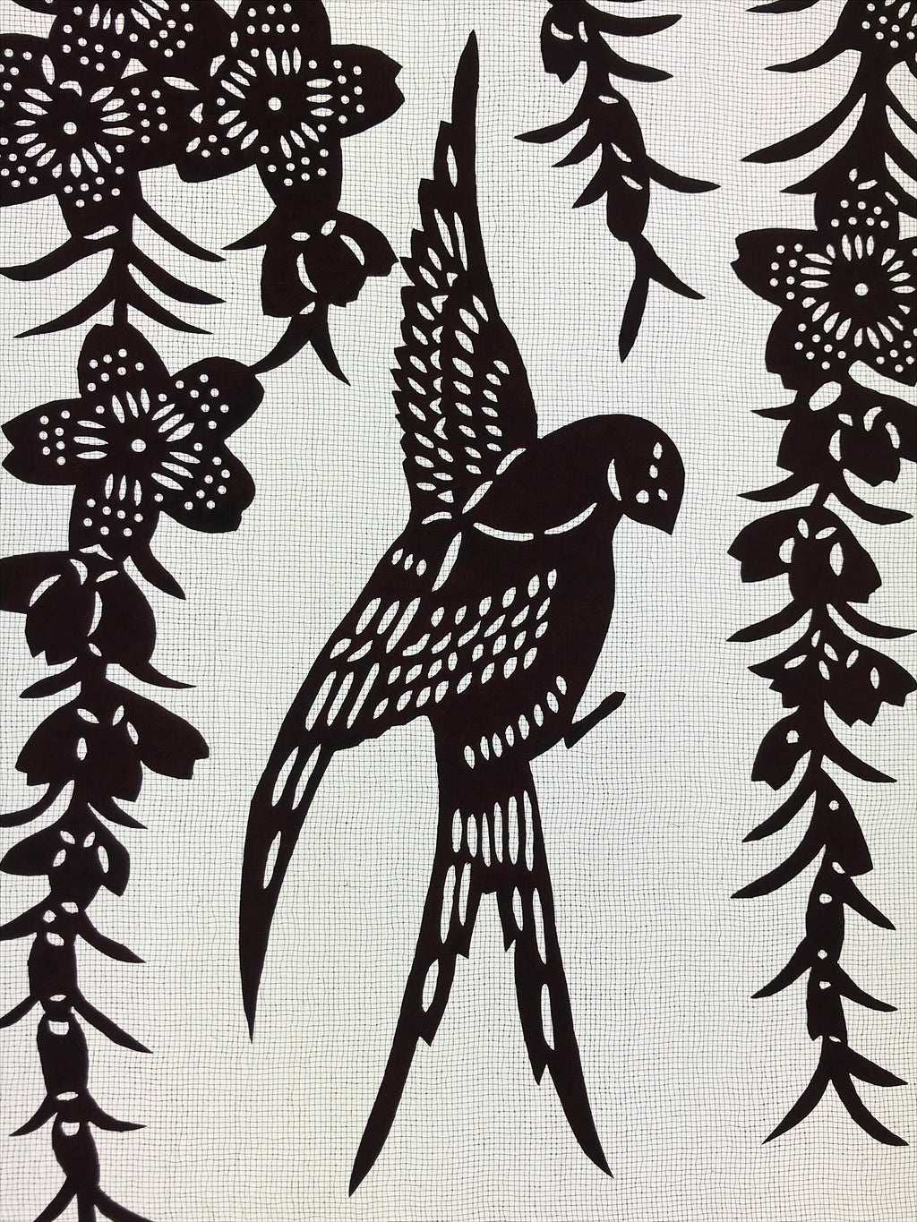 Antique Japanese Katagami Kimono Paper Stencil Cherry Blossoms Birds 4Y508