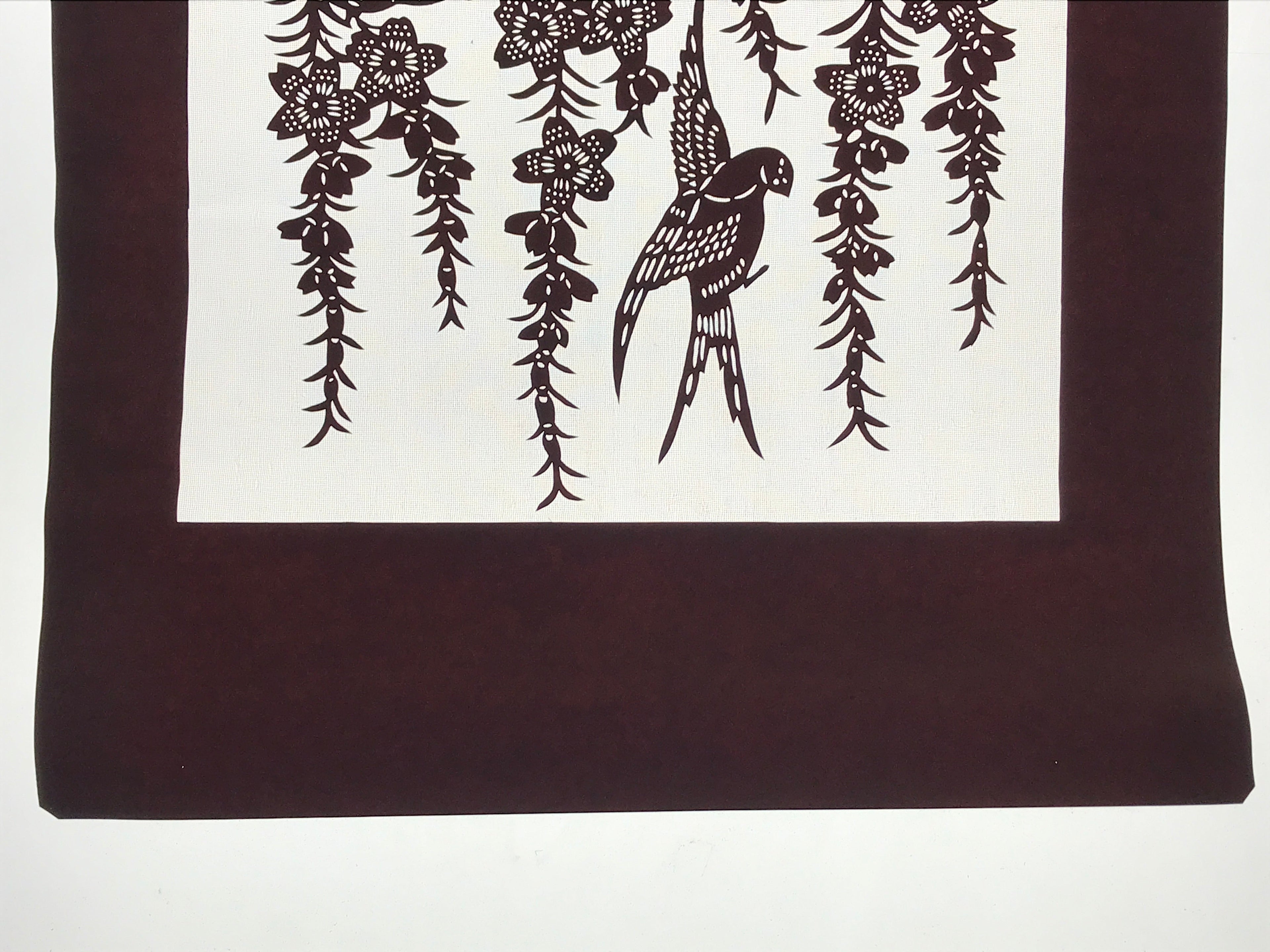 Antique Japanese Katagami Kimono Paper Stencil Cherry Blossoms Birds 4Y508