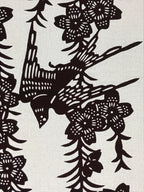 Antique Japanese Katagami Kimono Paper Stencil Cherry Blossoms Birds 4Y508