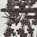 Antique Japanese Katagami Kimono Paper Stencil Cherry Blossoms Birds 4Y508
