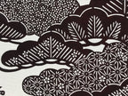 Antique Japanese Katagami Kimono Paper Stencil Cherry Blossoms Pine Bird 4Y465