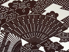 Antique Japanese Katagami Kimono Paper Stencil Folding Fan Uchiwa Flower 4Y490