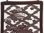 Antique Japanese Katagami Kimono Paper Stencil Folding Fan Uchiwa Flower 4Y490