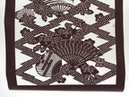 Antique Japanese Katagami Kimono Paper Stencil Folding Fan Uchiwa Flower 4Y490