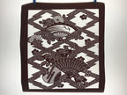 Antique Japanese Katagami Kimono Paper Stencil Folding Fan Uchiwa Flower 4Y490