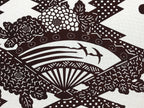 Antique Japanese Katagami Kimono Paper Stencil Folding Fan Uchiwa Flower 4Y490