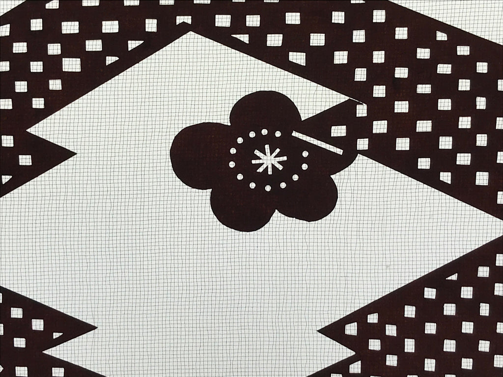 Antique Japanese Katagami Kimono Paper Stencil Folding Fan Uchiwa Flower 4Y490