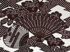 Antique Japanese Katagami Kimono Paper Stencil Folding Fan Uchiwa Flower 4Y490