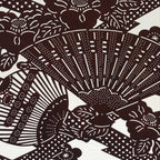 Antique Japanese Katagami Kimono Paper Stencil Folding Fan Uchiwa Flower 4Y490