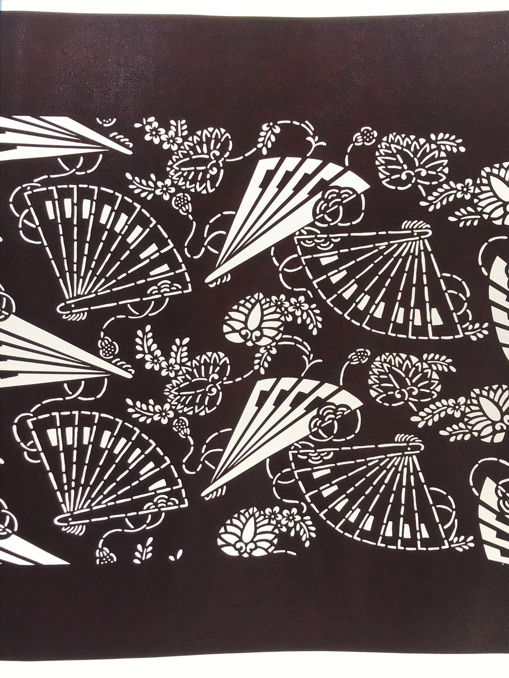 Antique Japanese Katagami Kimono Paper Stencil Folding Fans Flowers 4Y476