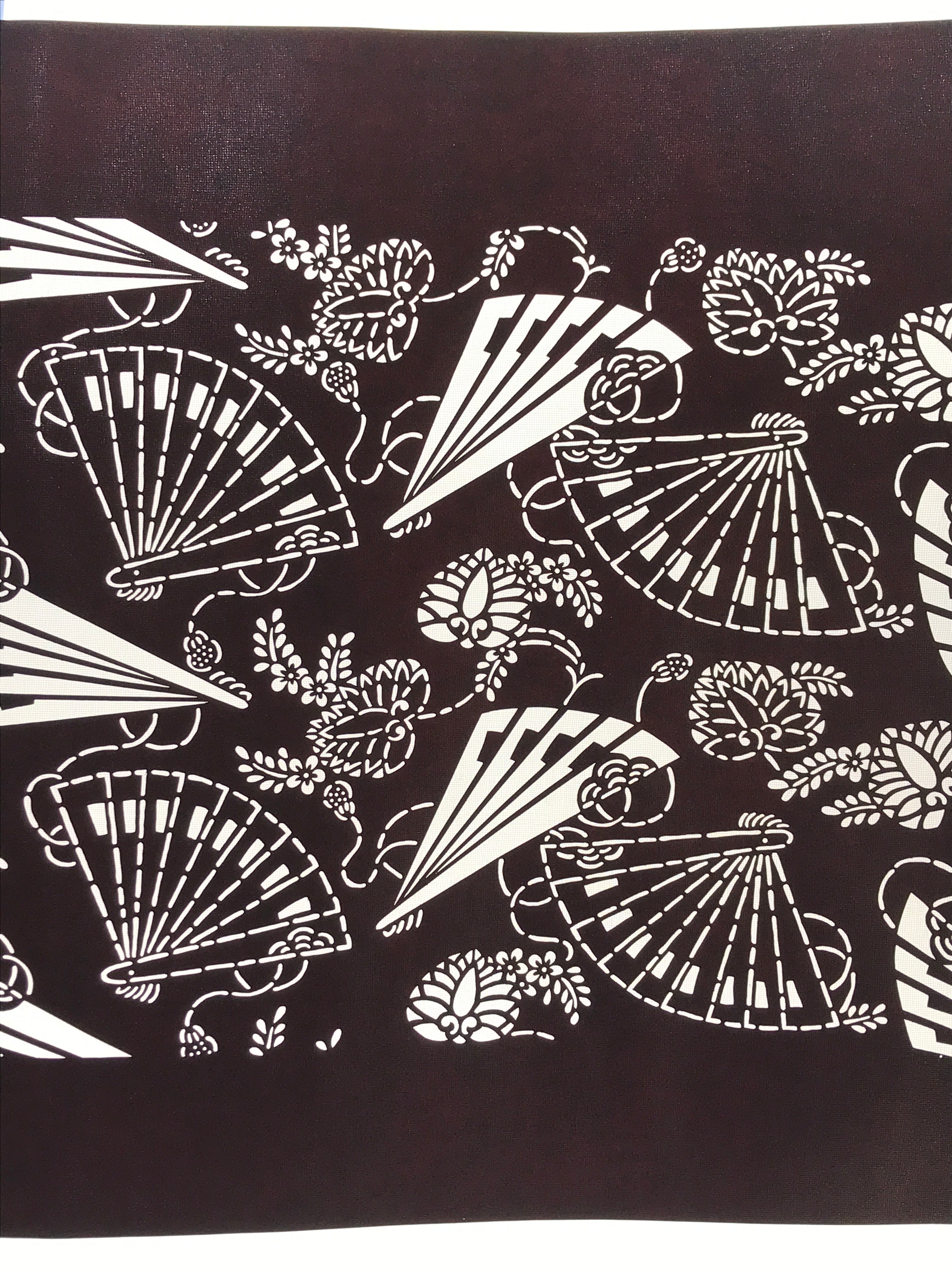 Antique Japanese Katagami Kimono Paper Stencil Folding Fans Flowers 4Y476