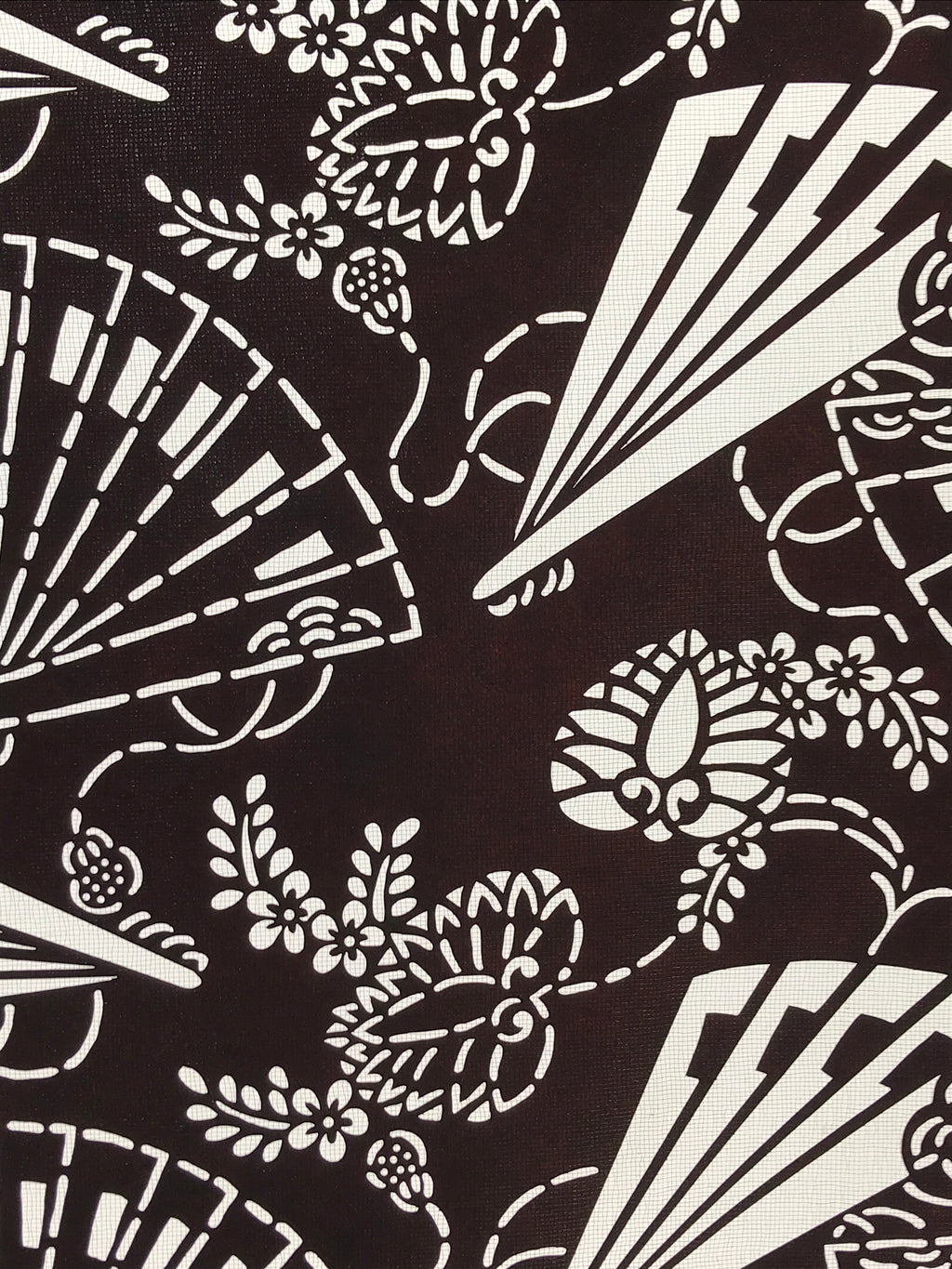 Antique Japanese Katagami Kimono Paper Stencil Folding Fans Flowers 4Y476