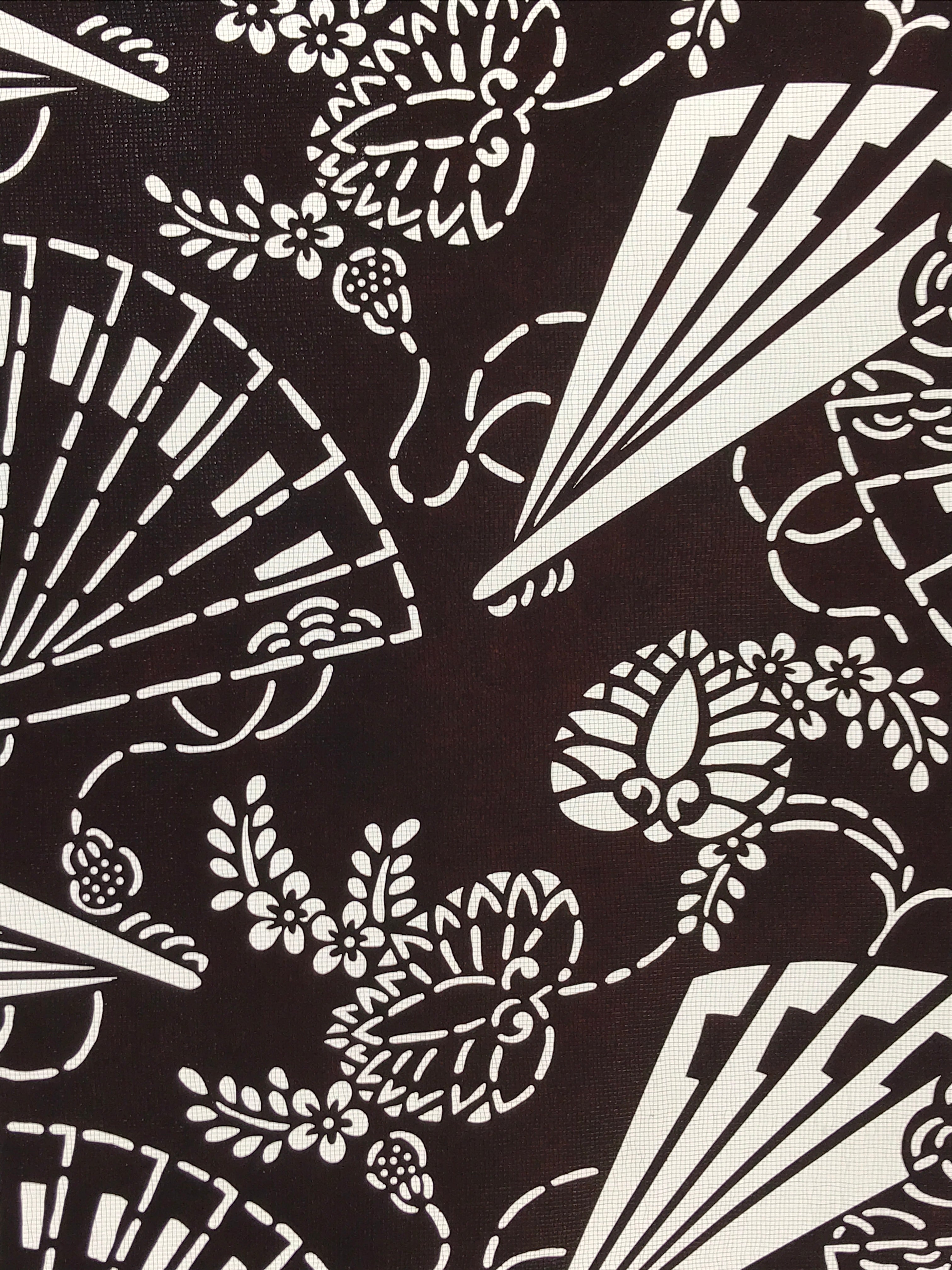 Antique Japanese Katagami Kimono Paper Stencil Folding Fans Flowers 4Y476