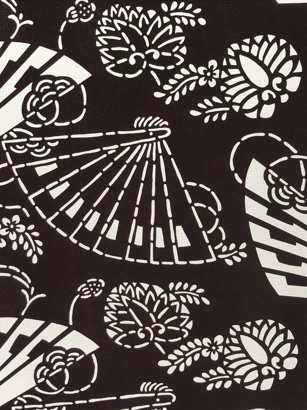 Antique Japanese Katagami Kimono Paper Stencil Folding Fans Flowers 4Y476