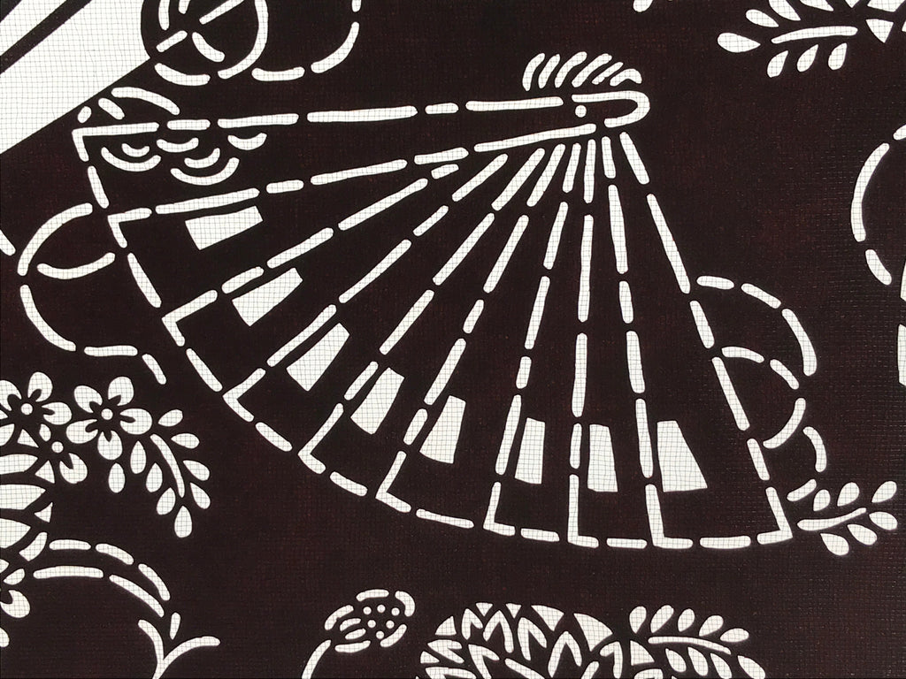Antique Japanese Katagami Kimono Paper Stencil Folding Fans Flowers 4Y476