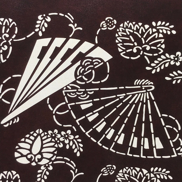 Antique Japanese Katagami Kimono Paper Stencil Folding Fans