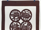 Antique Japanese Katagami Kimono Paper Stencil Katazome Animals 4Y483