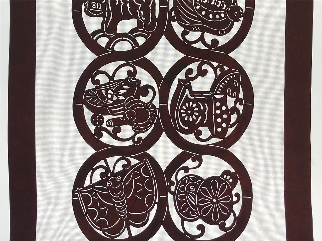 Antique Japanese Katagami Kimono Paper Stencil Katazome Animals 4Y483