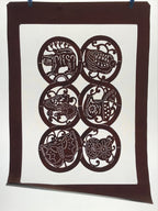 Antique Japanese Katagami Kimono Paper Stencil Katazome Animals 4Y483