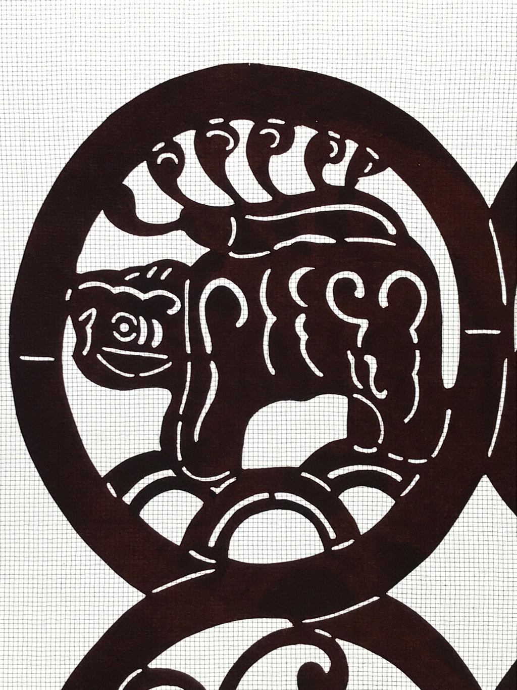Antique Japanese Katagami Kimono Paper Stencil Katazome Animals 4Y483