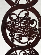 Antique Japanese Katagami Kimono Paper Stencil Katazome Animals 4Y483