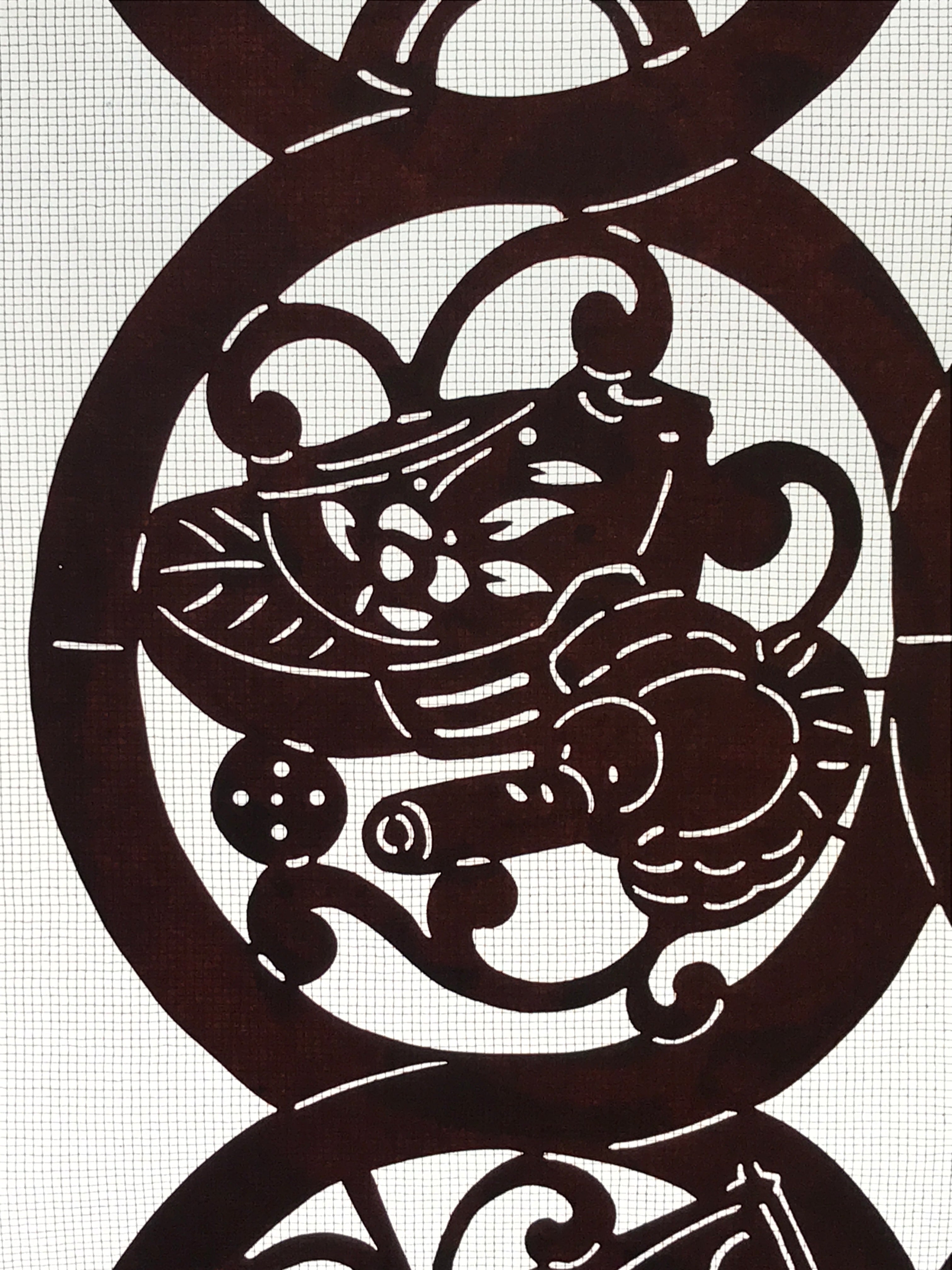 Antique Japanese Katagami Kimono Paper Stencil Katazome Animals 4Y483