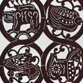 Antique Japanese Katagami Kimono Paper Stencil Katazome Animals 4Y483