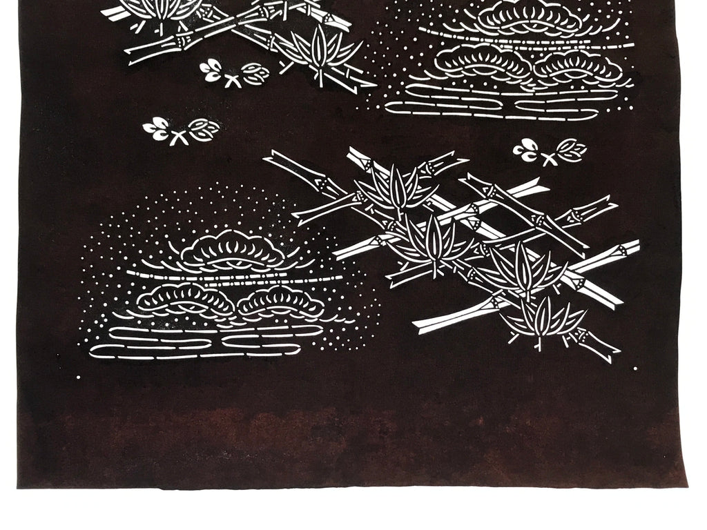 Antique Japanese Katagami Kimono Paper Stencil Katazome Bamboo Pine 4Y488