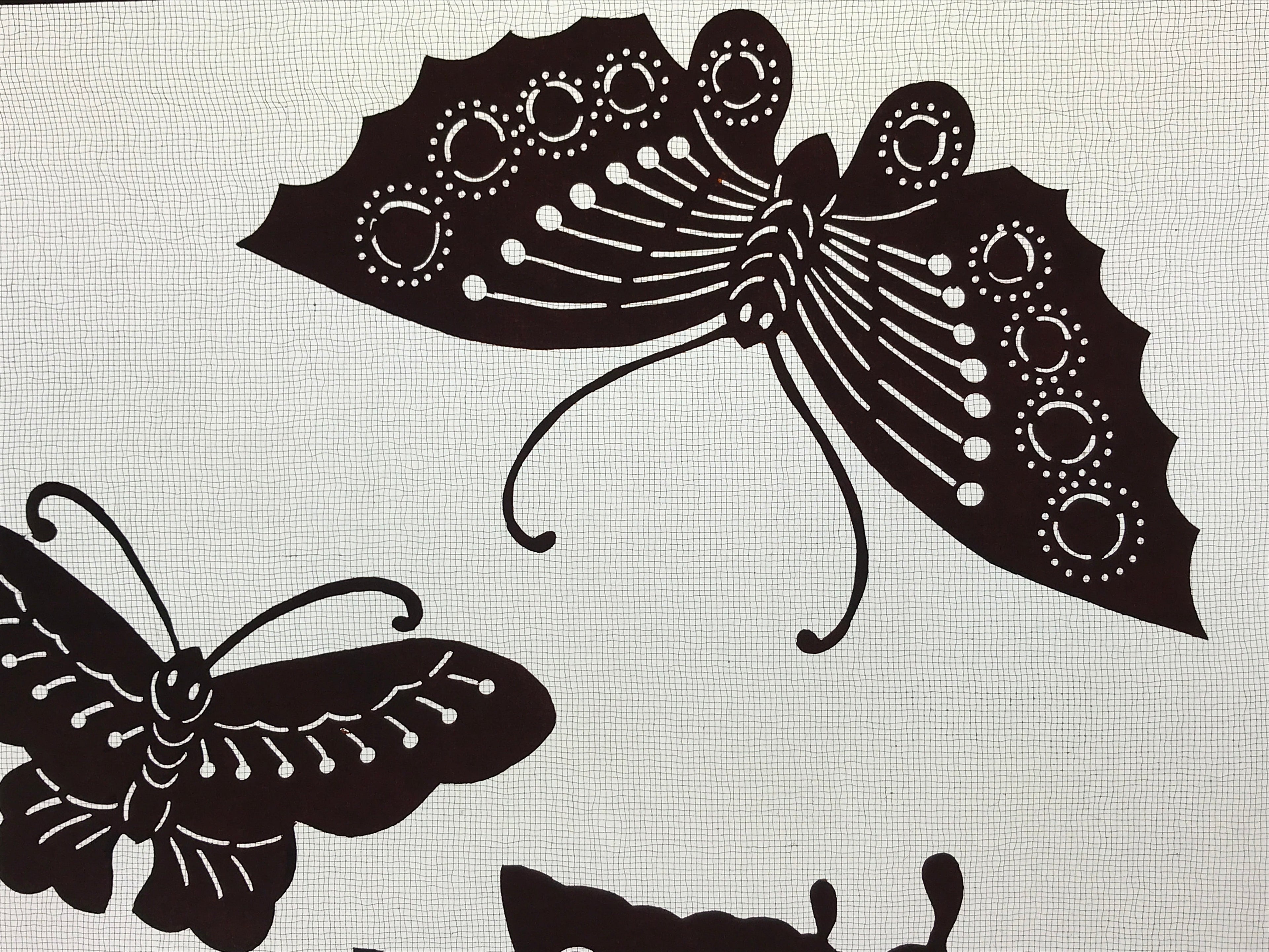 Antique Japanese Katagami Kimono Paper Stencil Katazome Butterflies 4Y500