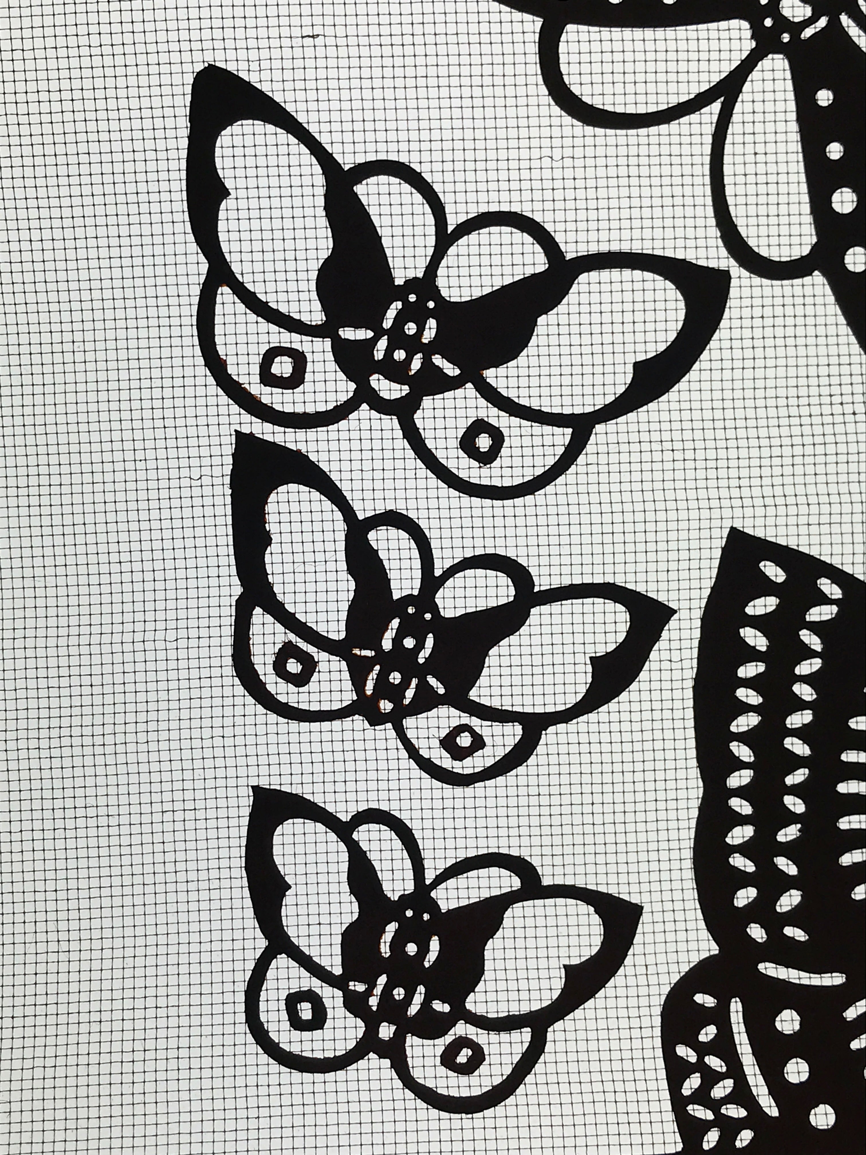 Antique Japanese Katagami Kimono Paper Stencil Katazome Butterflies 4Y501