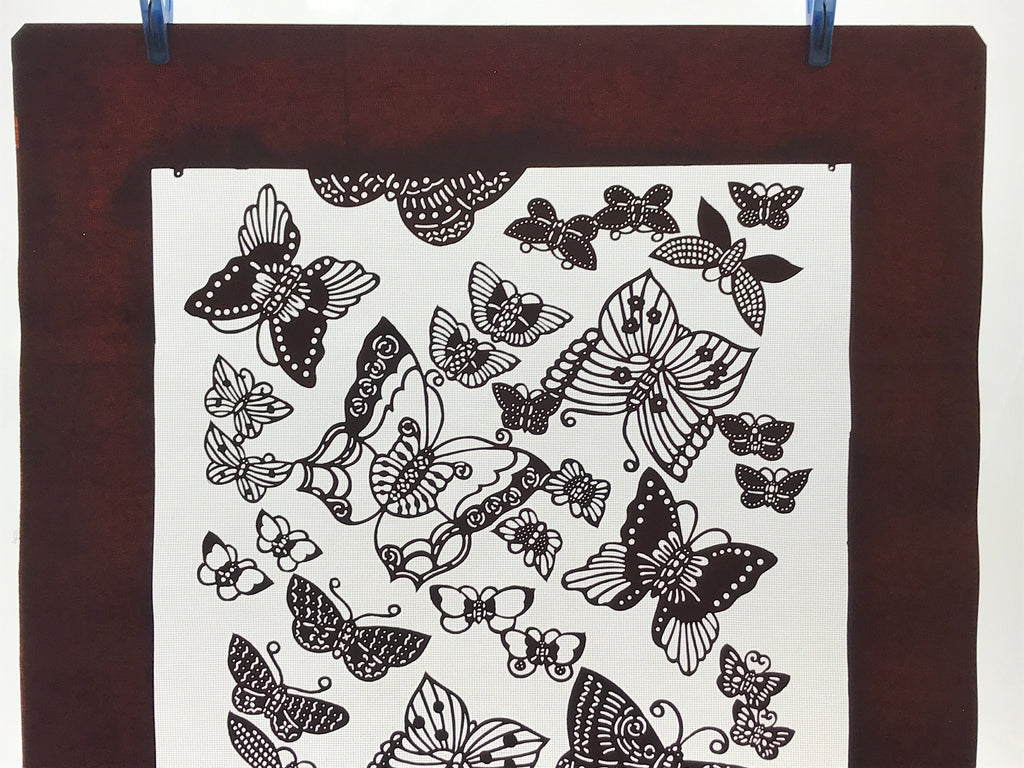Antique Japanese Katagami Kimono Paper Stencil Katazome Butterflies 4Y501