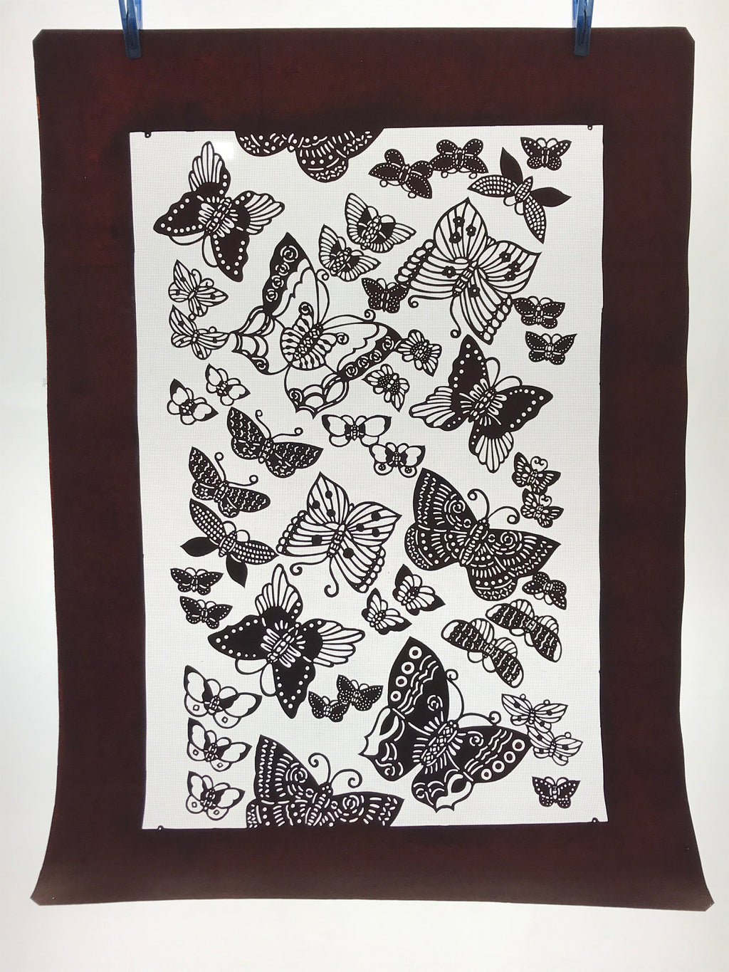 Antique Japanese Katagami Kimono Paper Stencil Katazome Butterflies 4Y501