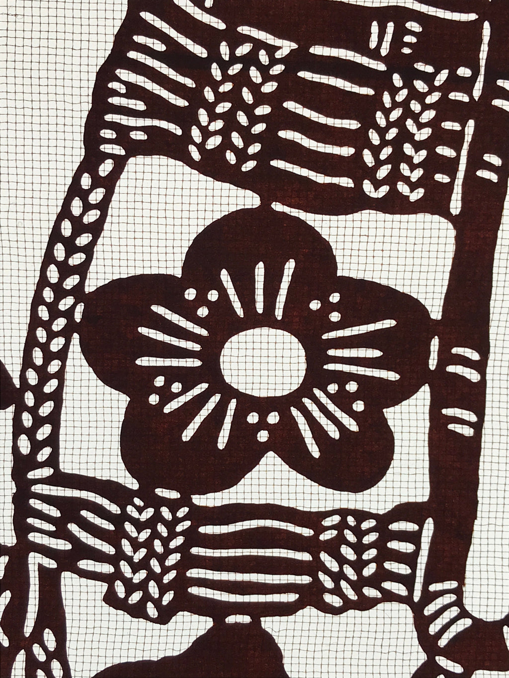 Antique Japanese Katagami Kimono Paper Stencil Katazome Floral Armor 4Y466