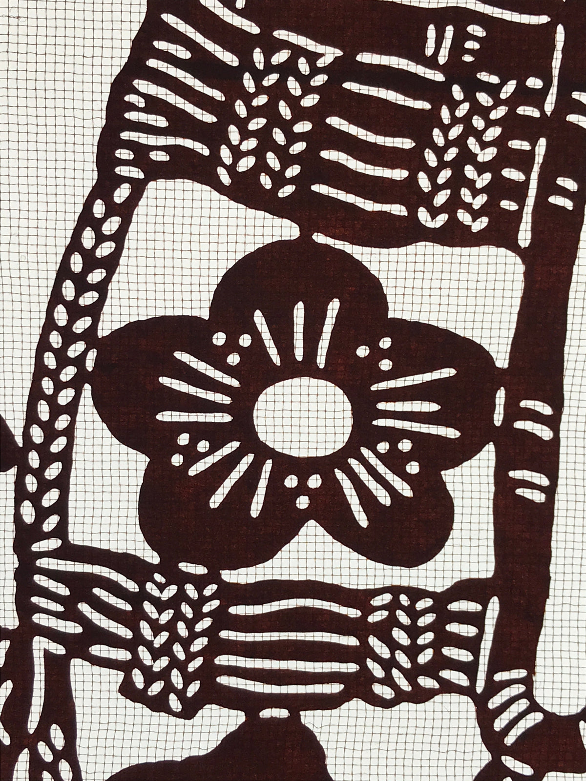 Antique Japanese Katagami Kimono Paper Stencil Katazome Floral Armor 4Y466