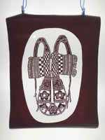 Antique Japanese Katagami Kimono Paper Stencil Katazome Floral Armor 4Y466