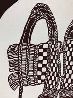 Antique Japanese Katagami Kimono Paper Stencil Katazome Floral Armor 4Y466