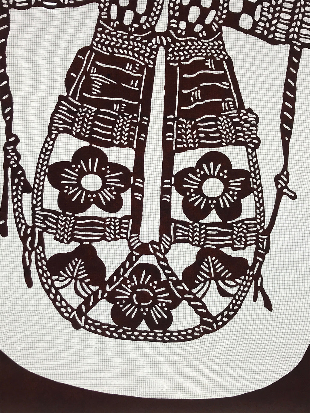Antique Japanese Katagami Kimono Paper Stencil Katazome Floral Armor 4Y466