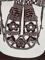 Antique Japanese Katagami Kimono Paper Stencil Katazome Floral Armor 4Y466