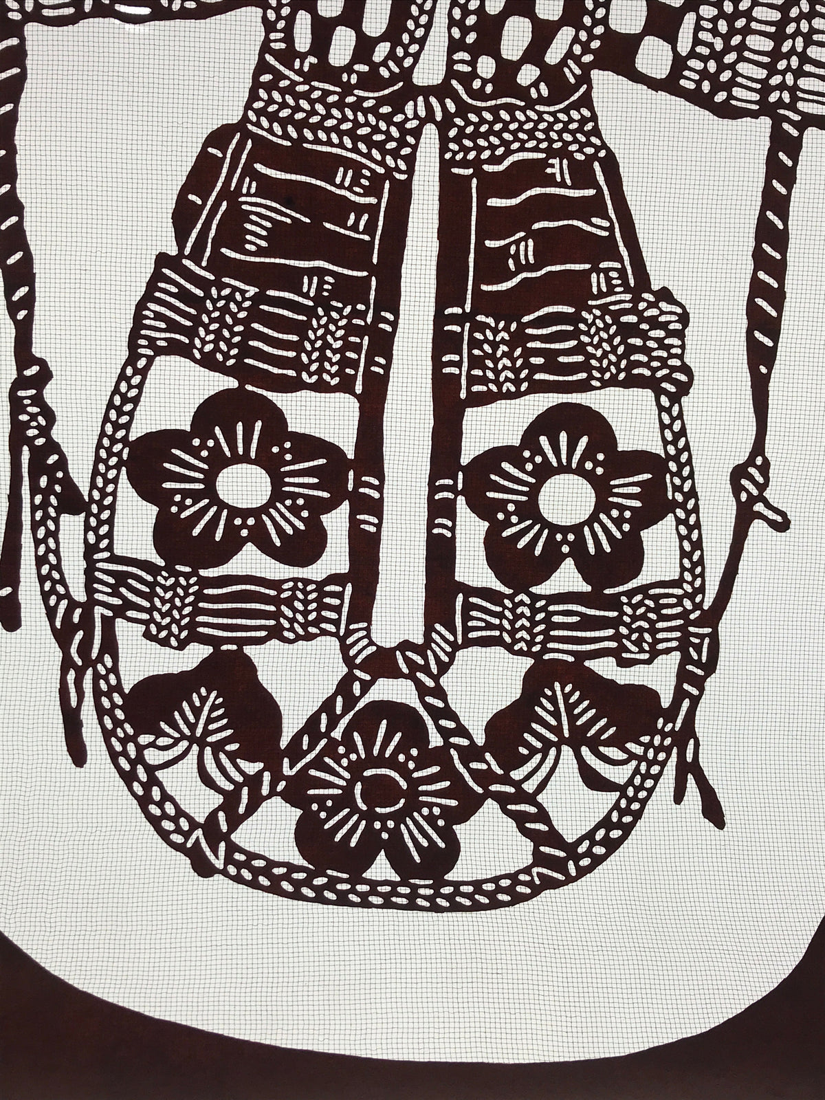 Antique Japanese Katagami Kimono Paper Stencil Katazome Floral Armor 4Y466