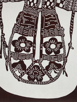 Antique Japanese Katagami Kimono Paper Stencil Katazome Floral Armor 4Y466