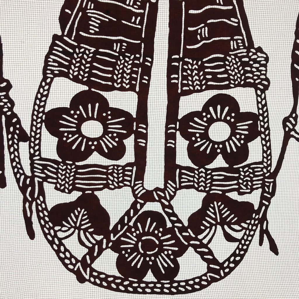 Antique Japanese Katagami Kimono Paper Stencil Katazome Floral Armor 4Y466