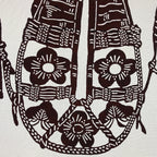 Antique Japanese Katagami Kimono Paper Stencil Katazome Floral Armor 4Y466