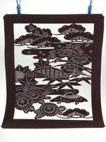 Antique Japanese Katagami Kimono Paper Stencil Katazome Floral Design 4Y481