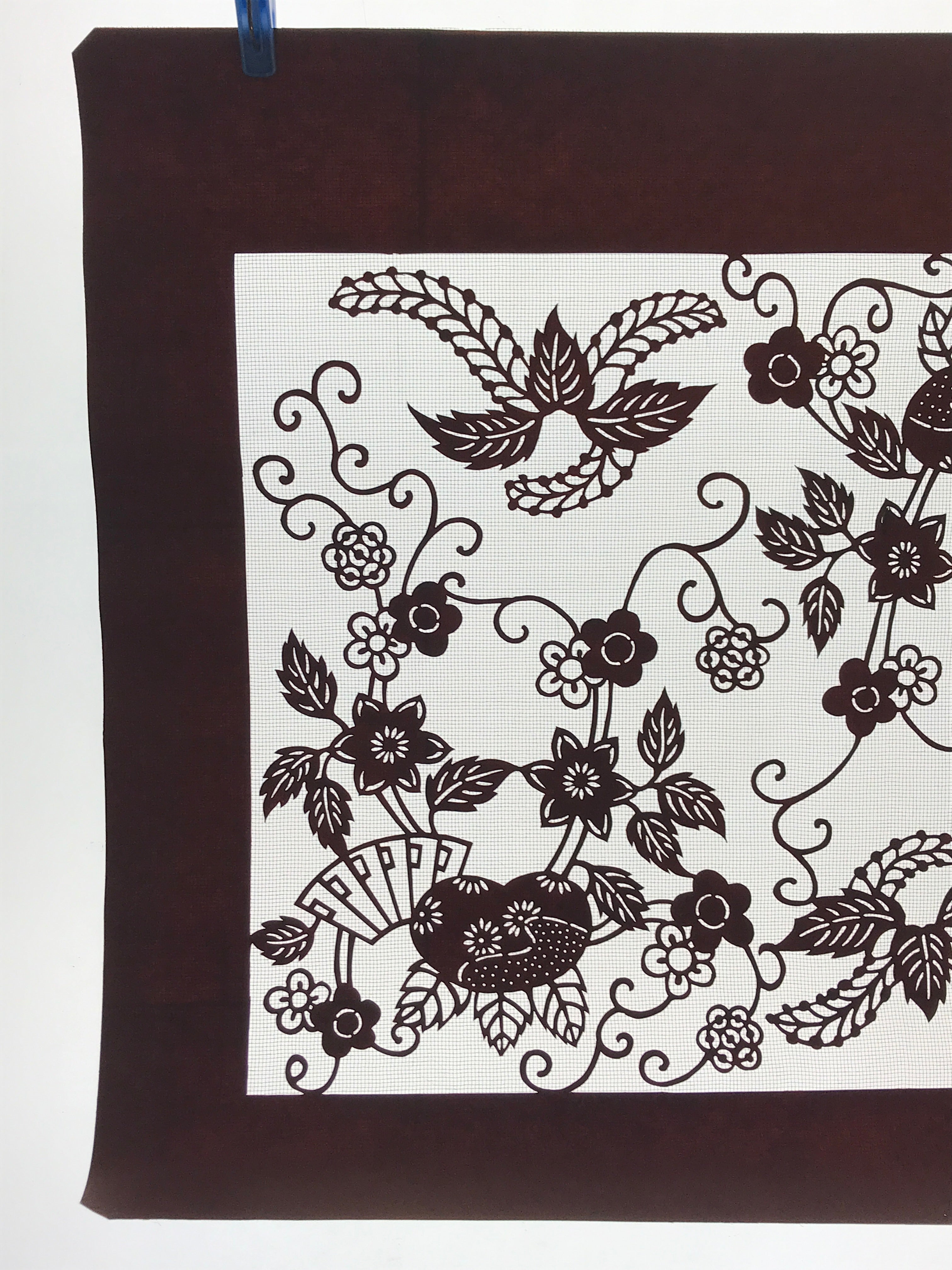Antique Japanese Katagami Kimono Paper Stencil Katazome Floral Medley 4Y471