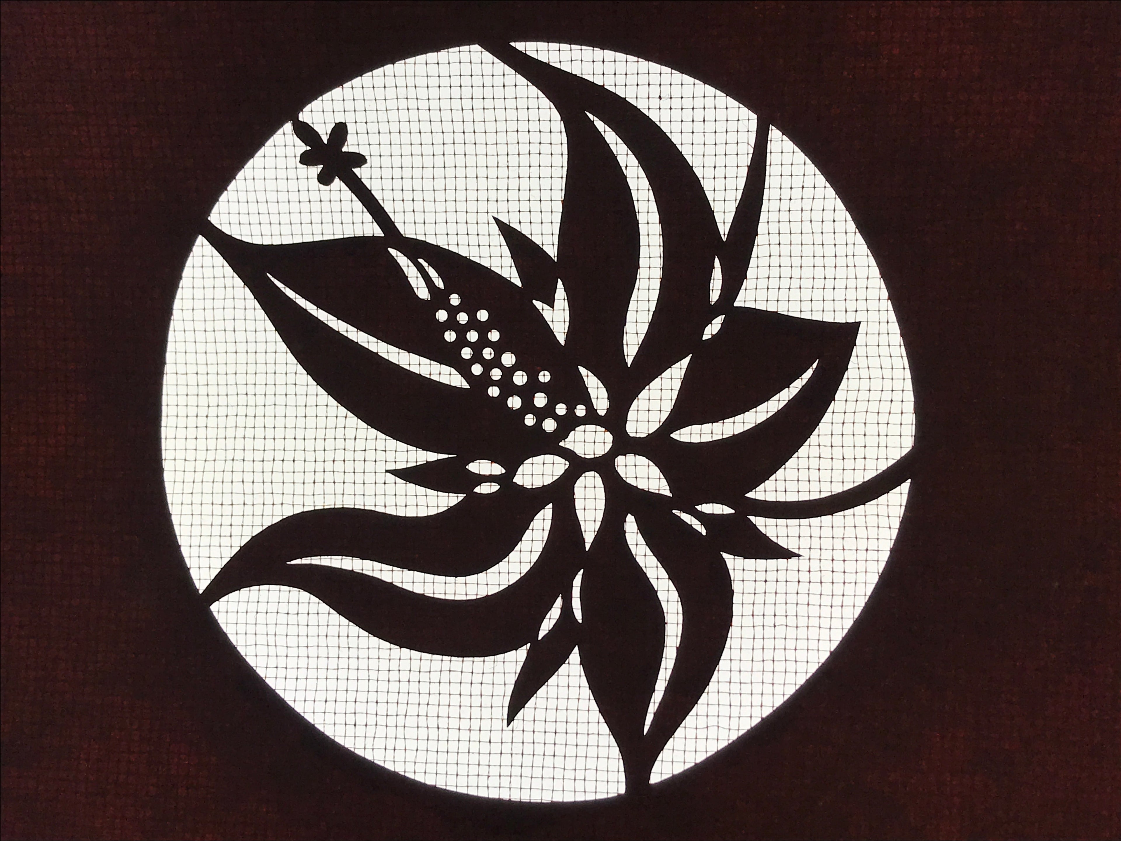 Antique Japanese Katagami Kimono Paper Stencil Katazome Lily Flowers 4Y461
