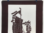 Antique Japanese Katagami Kimono Paper Stencil Katazome Sailing Ship Boat 4Y494