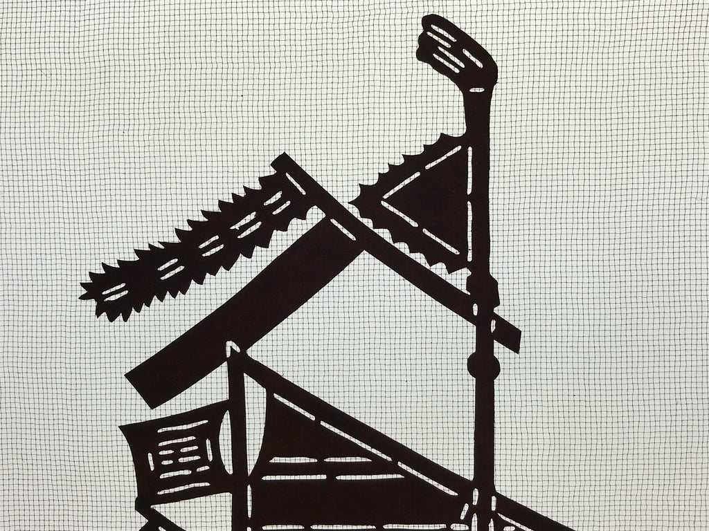 Antique Japanese Katagami Kimono Paper Stencil Katazome Sailing Ship Boat 4Y494