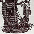 Antique Japanese Katagami Kimono Paper Stencil Katazome Sailing Ship Boat 4Y494