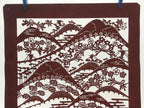 Antique Japanese Katagami Kimono Paper Stencil Mountain Forest Flowers 4Y493